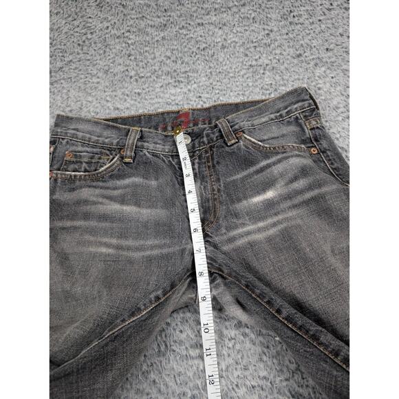 7 For All Mankind Jeans Womens 27 Black Bootcut Stretch Denim Distressed Grunge - Picture 6 of 9